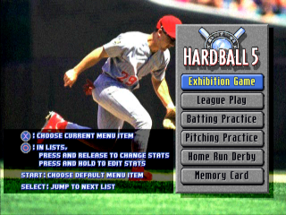 HardBall 5 title screen for Playstation